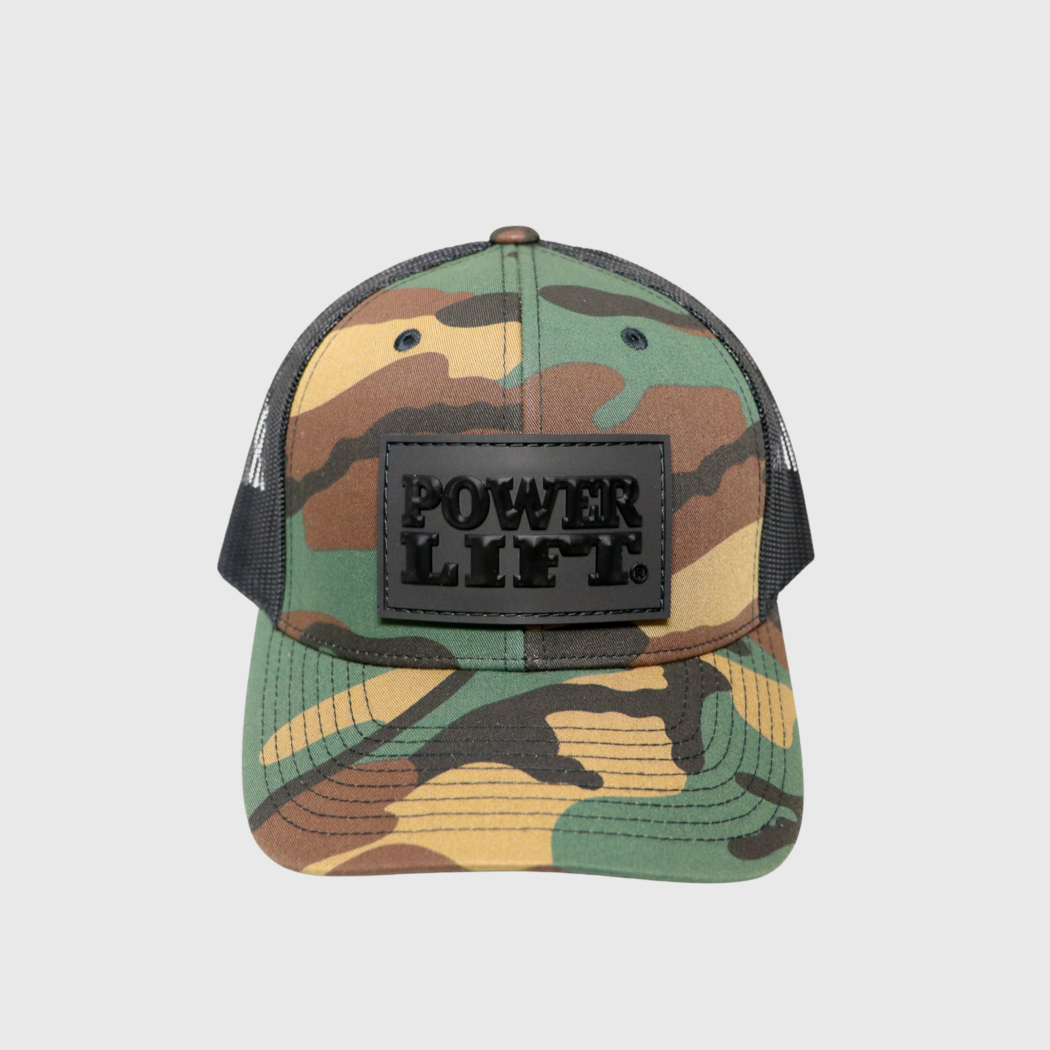 Yp6606 Trucker Hat - Camo/Black 3D PVC Patch. 
