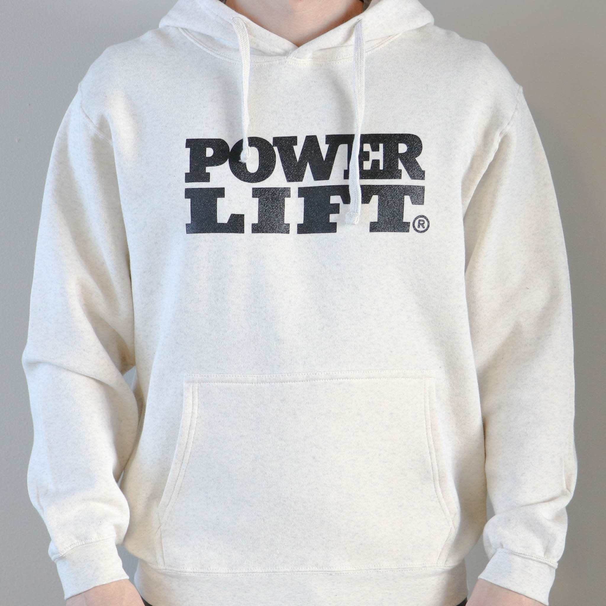 Power Lift Stacked Logo Hoodie - Natural Heather