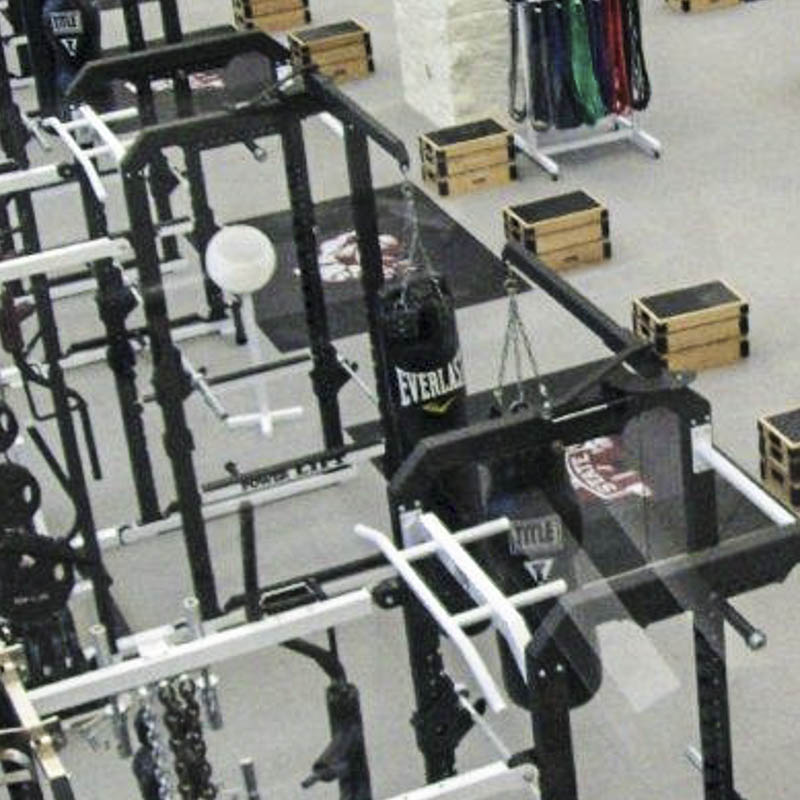 squat rack with punching bag